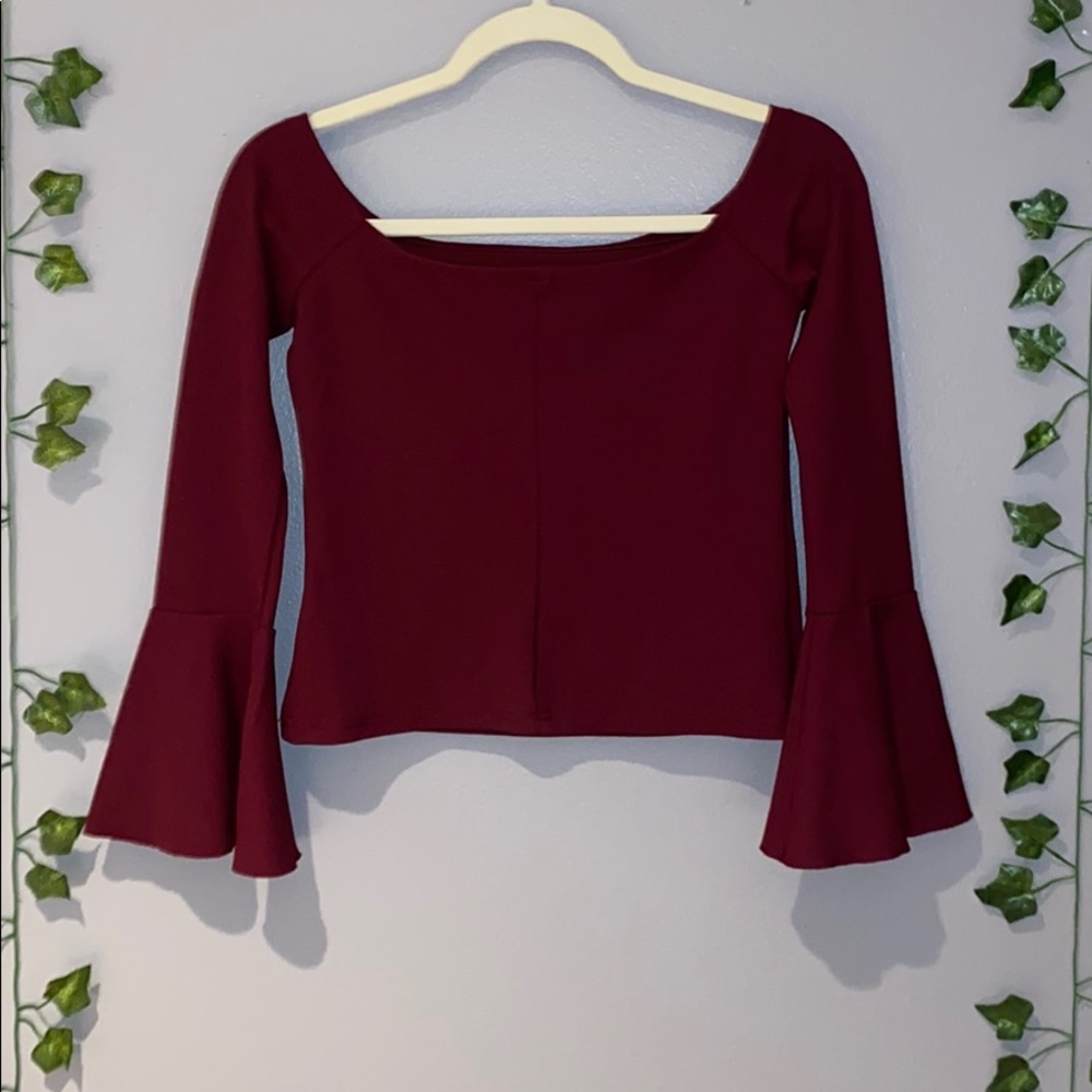 Women’s Nordstrom Maroon Off Shoulder Long Sleeve Blouse Small - Picture 6 of 16